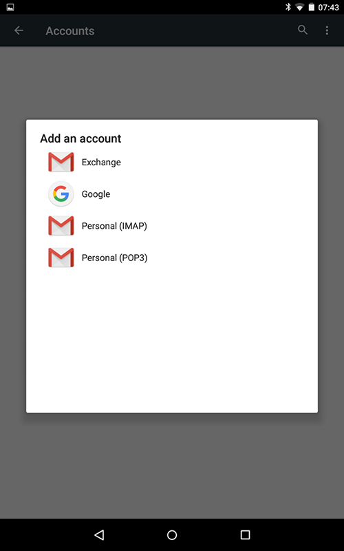 Android Email Options