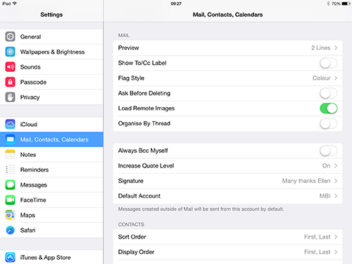 IOS Mail Default