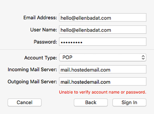 Mac Mail POP Account Details