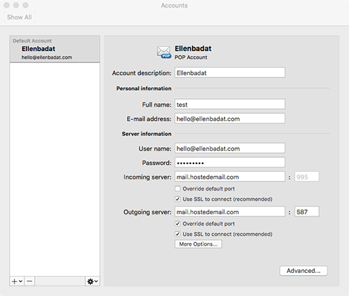 Outlook for Mac POP account Setup