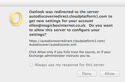 Outlook for Mac Certificate Connection
