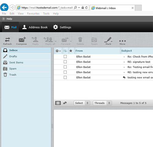 POP Webmail Screen