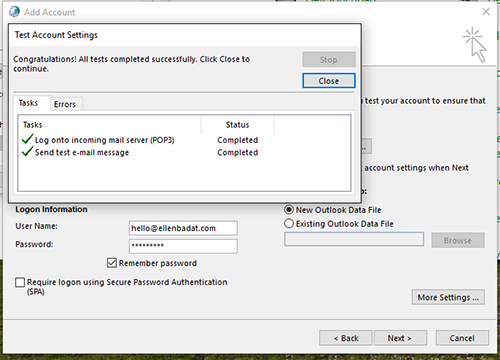 Windows Outlook POP Settings